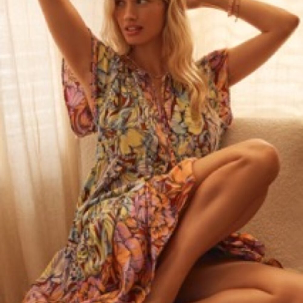 NWT Flannel Anthropologie X Alexandra Farmer Ruffle- sleeve Flannel dress XL P